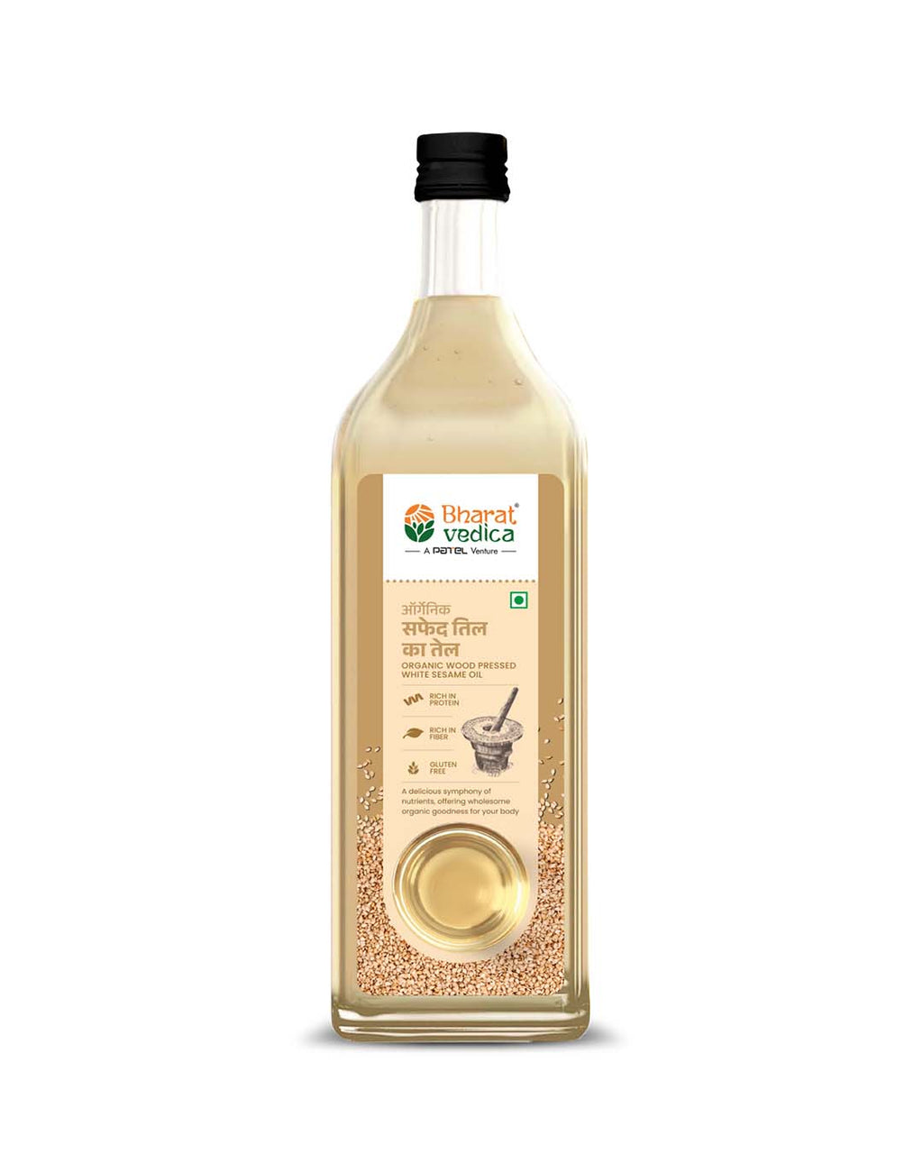 Bharat Vedica Organic Wood Pressed White Sesame Oil - Organic Wood Pressed Safed Til ka Tel - Distacart