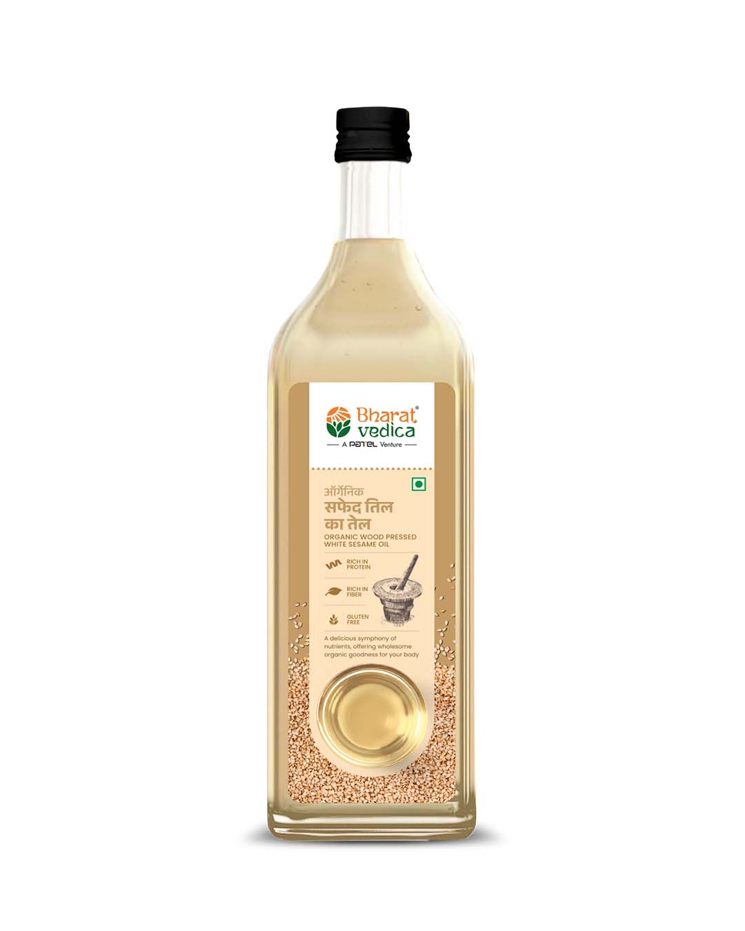 Bharat Vedica Organic Wood Pressed White Sesame Oil - Organic Wood Pressed Safed Til ka Tel - Distacart