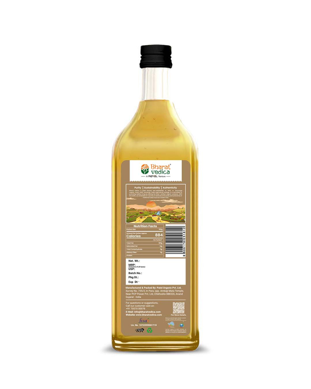 Bharat Vedica Organic Wood Pressed Yellow Mustard Oil - Organic Wood Pressed Pili Sarso ka Tel - Distacart