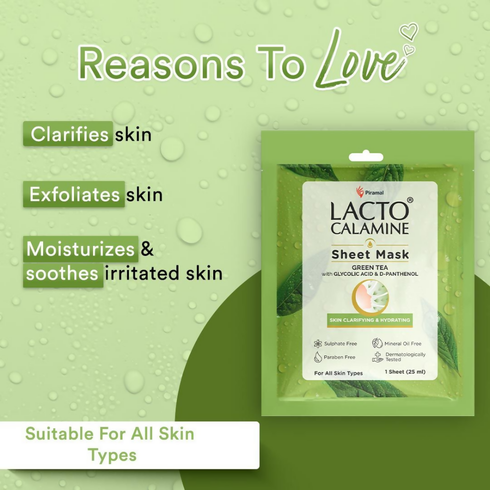 Lacto Calamine Green Tea Face Sheet Mask - Distacart