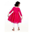 Akarshan viscose Lukhnowi Chikankari Anarkali kurta with leggings - Pink
