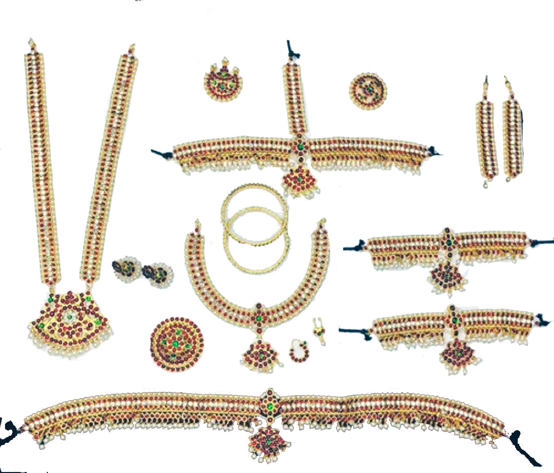 Elite Trading White Stone Bharatnatyam Dance Jewellery Set