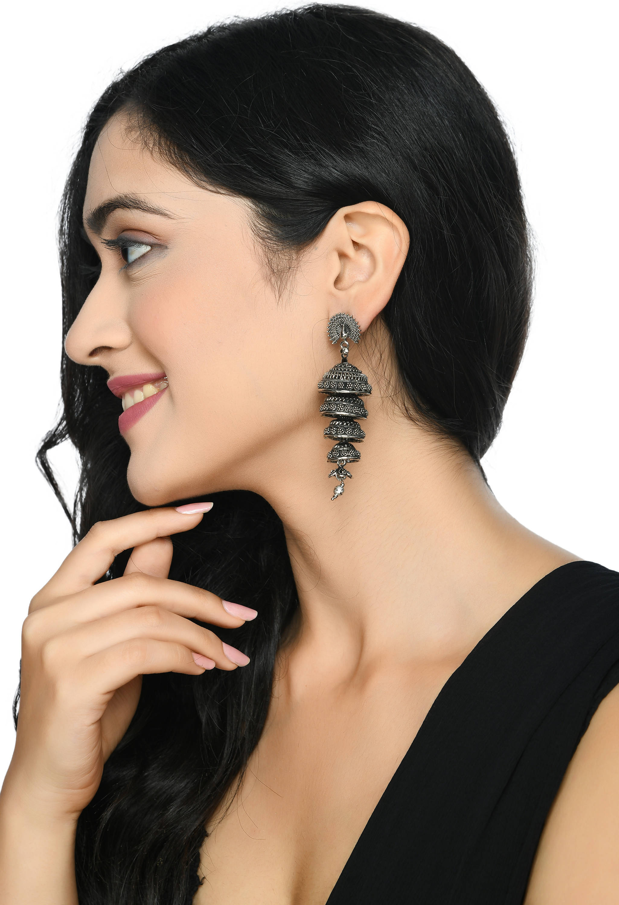 Mominos Fashion Johar Kamal Peacock Design Silver Colour Earrings - Distacart