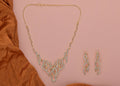 Joban Fashion Women Brass Golden White Ad Necklace Set
