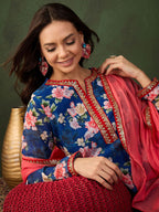 Sangria Printed Kurta, Palazzo With Dupatta