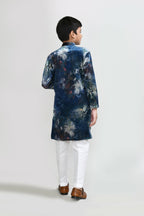 Joban Fashion Velvet Teal Blue Kurta With Straight Fit Pant