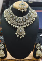 Jewel City Kundan & Pearl Gold-Plated Choker Necklace with Jhumka Earrings and Maang Tikka for Women - Distacart