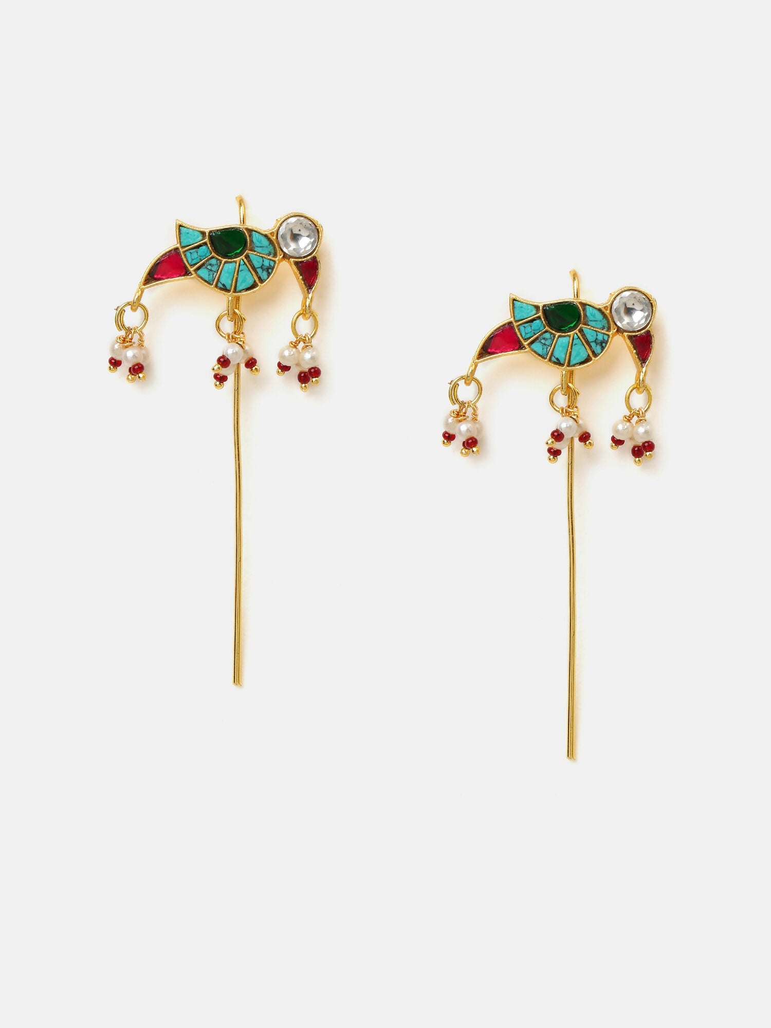 Ruby Raang Maroon Drops Ear Cuff - Distacart