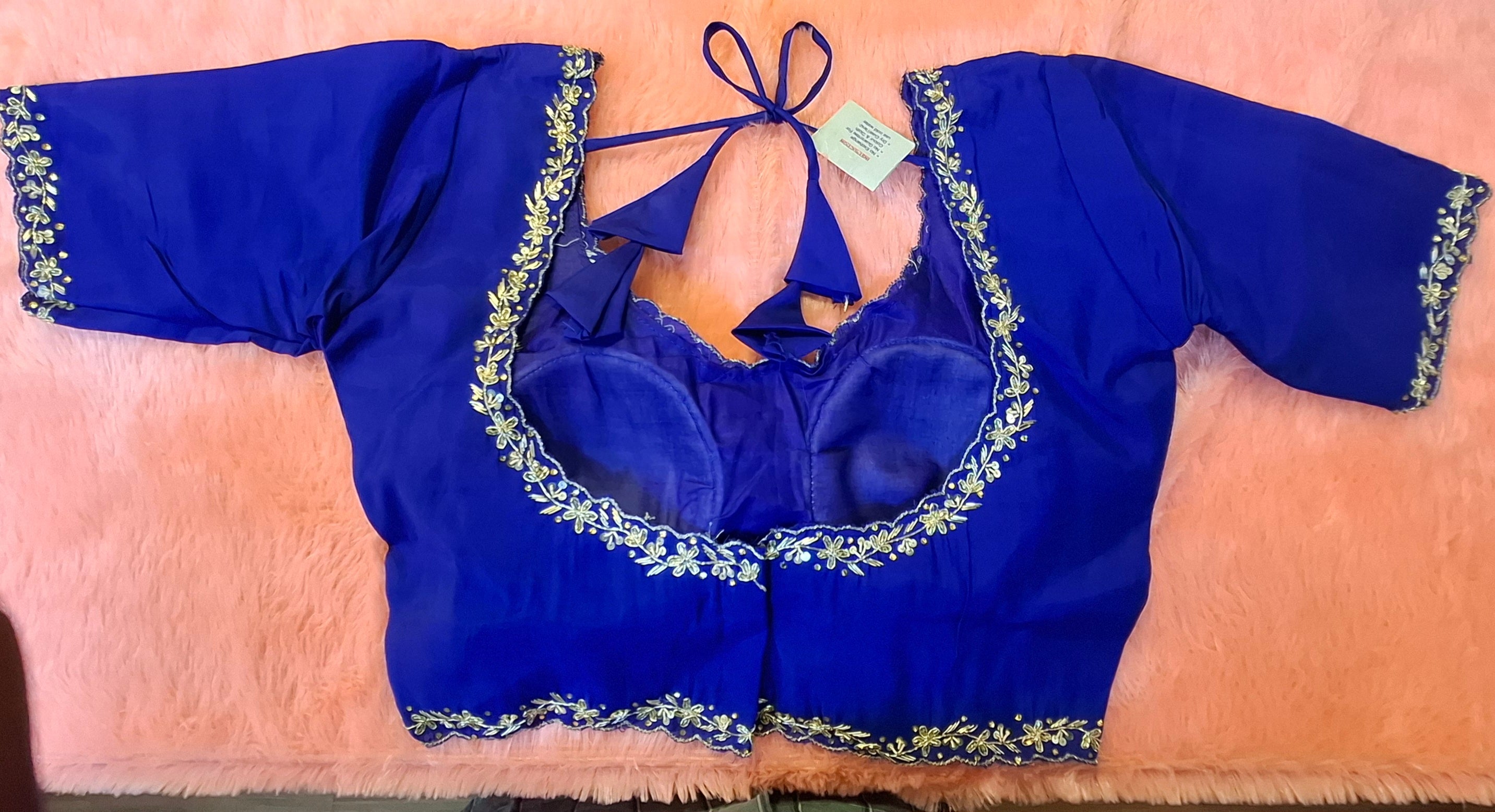 Kia Fashions Royal Blue Hand Embroidered Embroidered Readymade Blouse - Distacart