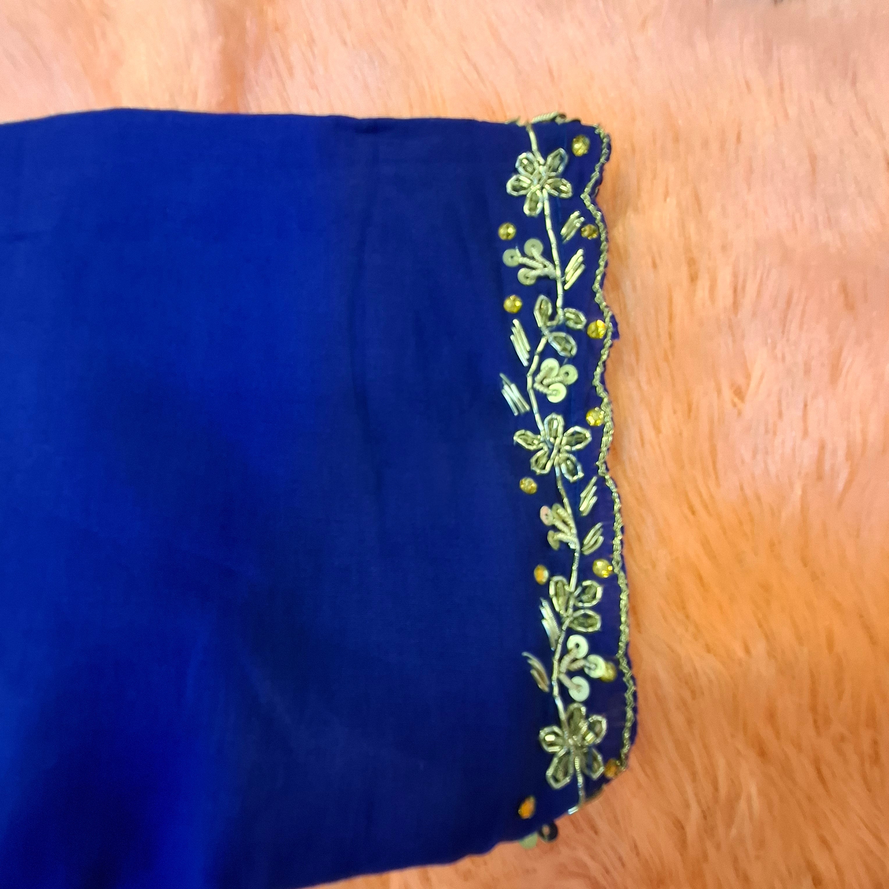 Kia Fashions Royal Blue Hand Embroidered Embroidered Readymade Blouse - Distacart