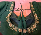 Kia Fashions Bottle Green Hand Embroidered Embroidered Readymade Blouse - Distacart