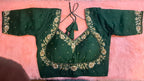 Kia Fashions Bottle Green Hand Embroidered Embroidered Readymade Blouse - Distacart