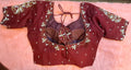 Kia Fashions Maroon Cotton Silk Hand Embroidered Readymade Blouse - Distacart