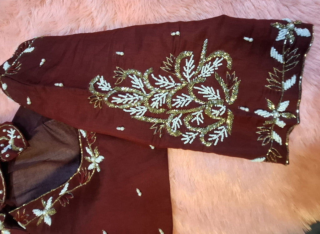 Kia Fashions Maroon Cotton Silk Hand Embroidered Readymade Blouse - Distacart