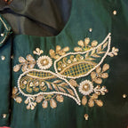 Kia Fashions Bottle Green Hand Embroidered Embroidered Readymade Blouse - Distacart