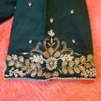 Kia Fashions Bottle Green Hand Embroidered Embroidered Readymade Blouse - Distacart