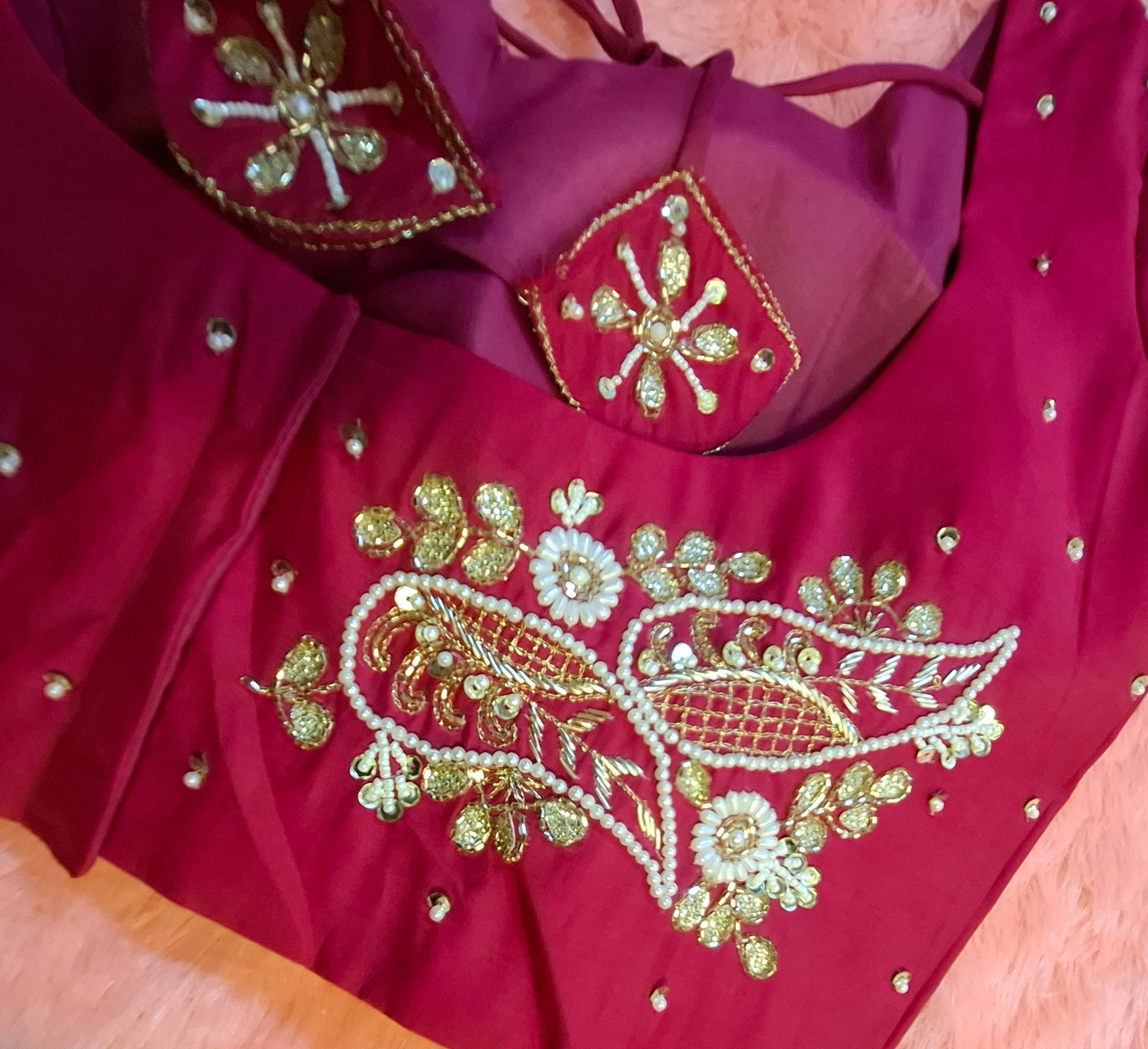 Kia Fashions Hot Pink Hand Embroidered Embroidered Readymade Blouse - Distacart