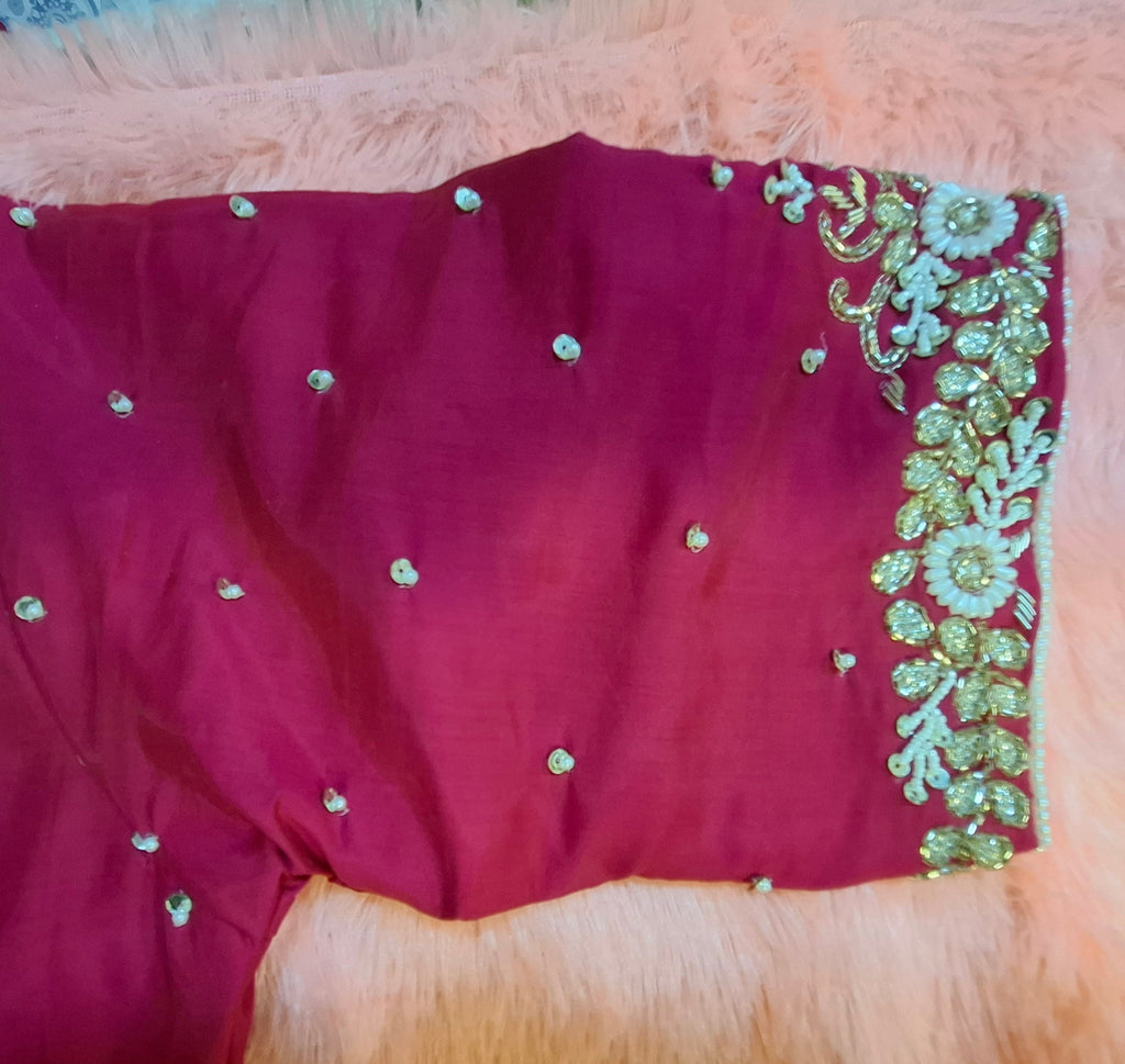 Kia Fashions Hot Pink Hand Embroidered Embroidered Readymade Blouse - Distacart
