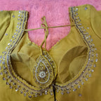 Kia Fashions Mustard Yellow Cotton Silk Hand Embroidered Readymade Blouse - Distacart