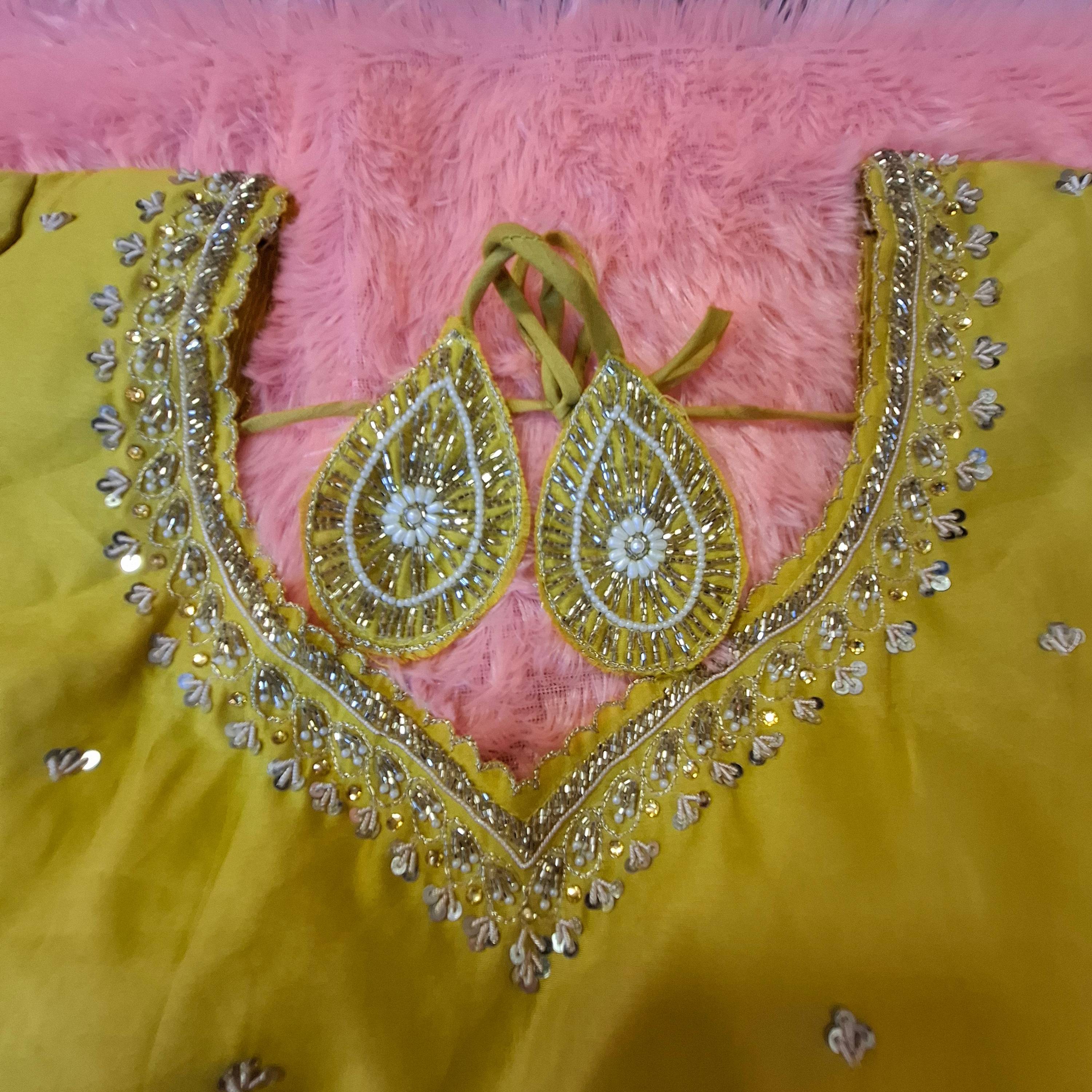 Kia Fashions Mustard Yellow Cotton Silk Hand Embroidered Readymade Blouse - Distacart