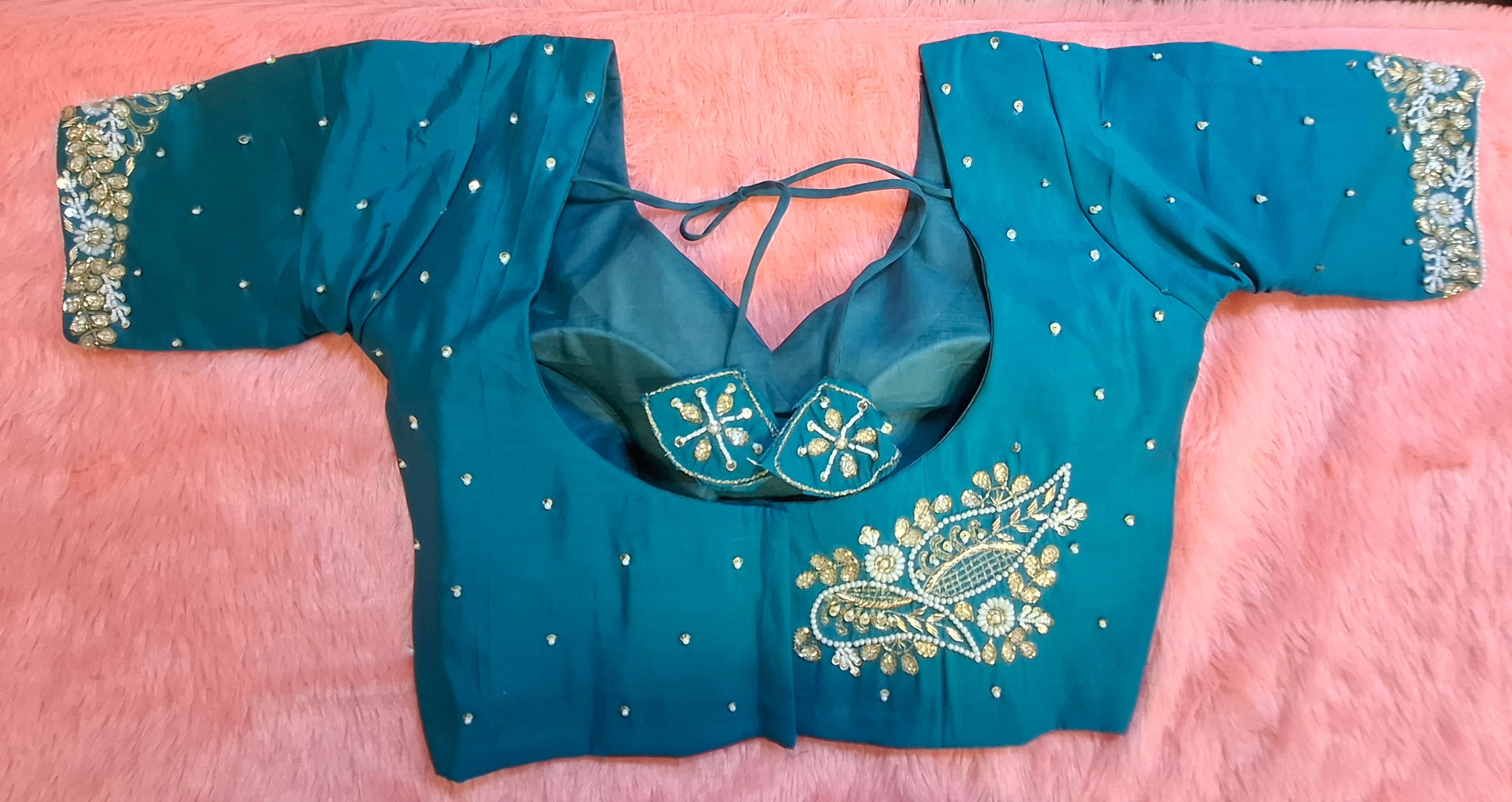 Kia Fashions Peacock Hand Embroidery Embroidered Readymade Blouse - Distacart