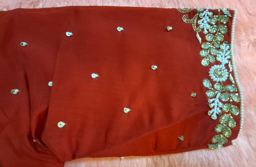 Kia Fashions Red Hand Embroidered Embroidered Readymade Blouse - Distacart