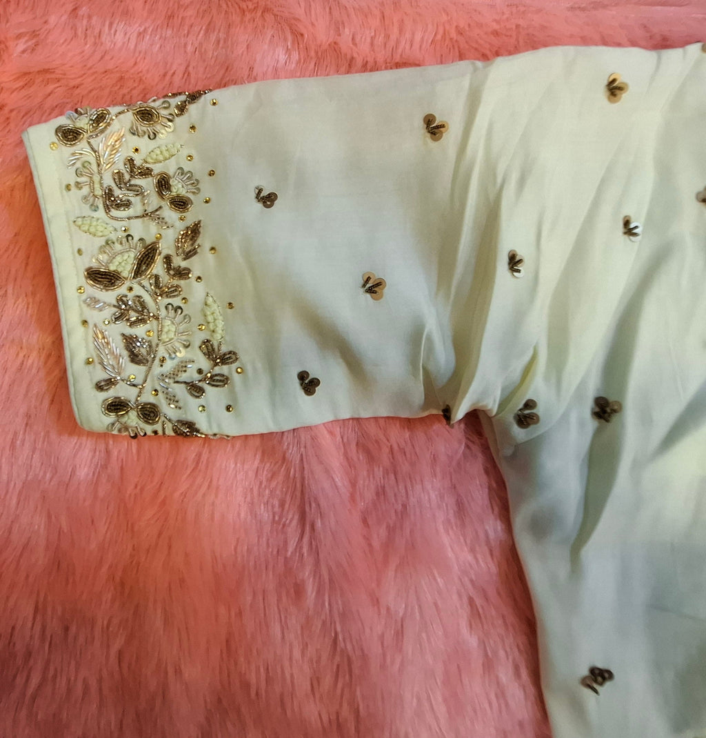 Kia Fashions Off-White Cotton Silk Hand Embroidered Readymade Blouse - Distacart