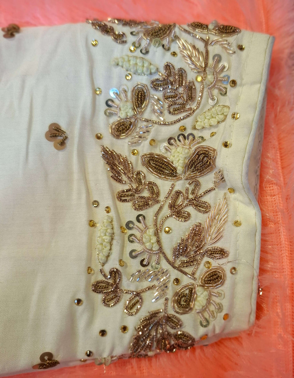 Kia Fashions Off-White Cotton Silk Hand Embroidered Readymade Blouse - Distacart