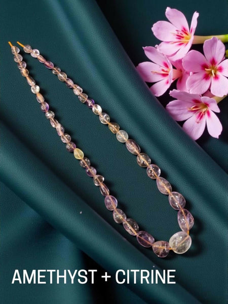 Joban Fashion Women Multi Gemstone Necklaces, Amethyst & Citrine Graduated