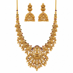 Jewel City Antique Gold Plated Temple Necklace Set Lakshmi Peacock Motif Ethnic Bridal Jewelry