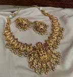 Jewel City Antique Gold Plated Temple Necklace Set Lakshmi Peacock Motif Ethnic Bridal Jewelry