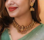 Jewel City Traditional Lakshmi Temple Necklace Set for Women Gold-Tone Bridal Jewelry with Earrings, Ethnic South Indian Choker