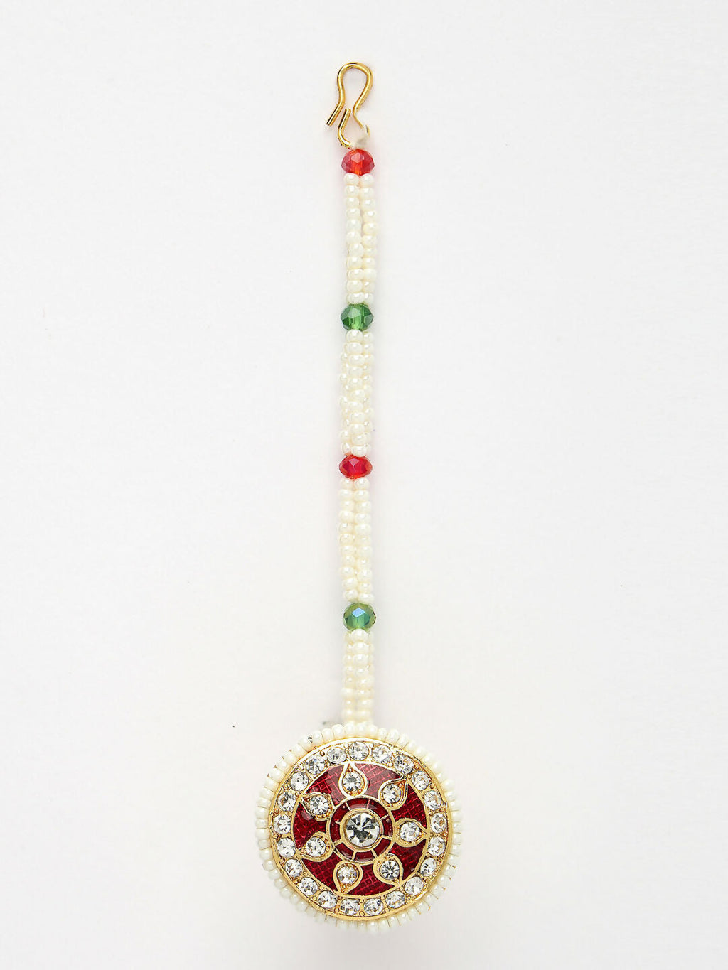 NVR Women's Gold-Polished CZ Stone-Studded Borla Maang Tikka - Distacart