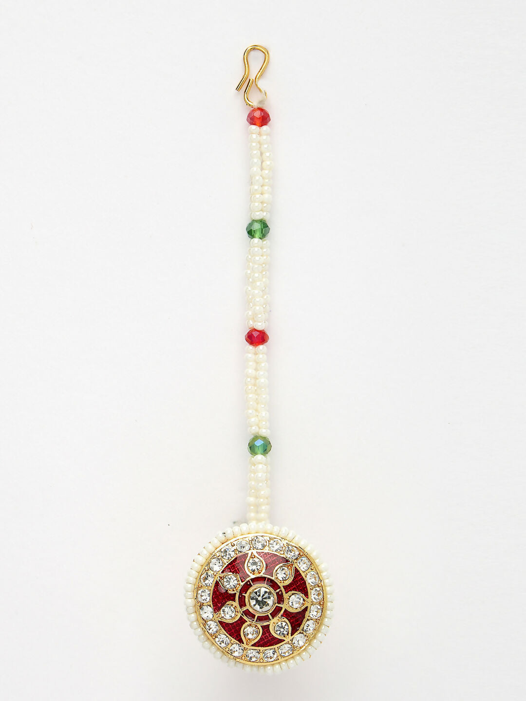 NVR Women's Gold-Polished CZ Stone-Studded Borla Maang Tikka - Distacart