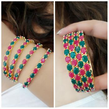 Gold-Plated Alloy Multi Ad 4 Bangles Set - The Pari - Distacart