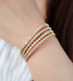 Gold-Plated Alloy Gold Silver American Diamond 4 Bangles - The Pari - Distacart