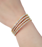Gold-Plated Alloy Gold Silver American Diamond 4 Bangles - The Pari - Distacart