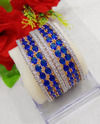 Gold-Plated Alloy Designer Blue Combo Of Ad Bangles - The Pari - Distacart