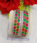 Gold-Plated Alloy Designer Red Green Combo Of Ad Bangles - The Pari - Distacart