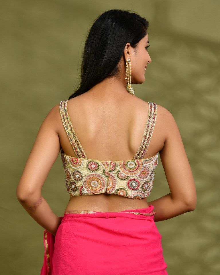 Amodin Designer Studio Multicolored Thread Pearl Work Padded Blouse