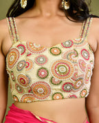 Amodin Designer Studio Multicolored Thread Pearl Work Padded Blouse