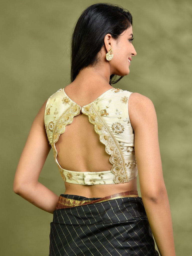 Amodin Designer Studio Golden Tissue Floral Cutdana Padded Blouse