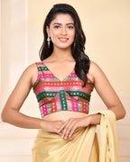 Amodini Designer Studio Zari Brocade Sleeveless Padded Blouse