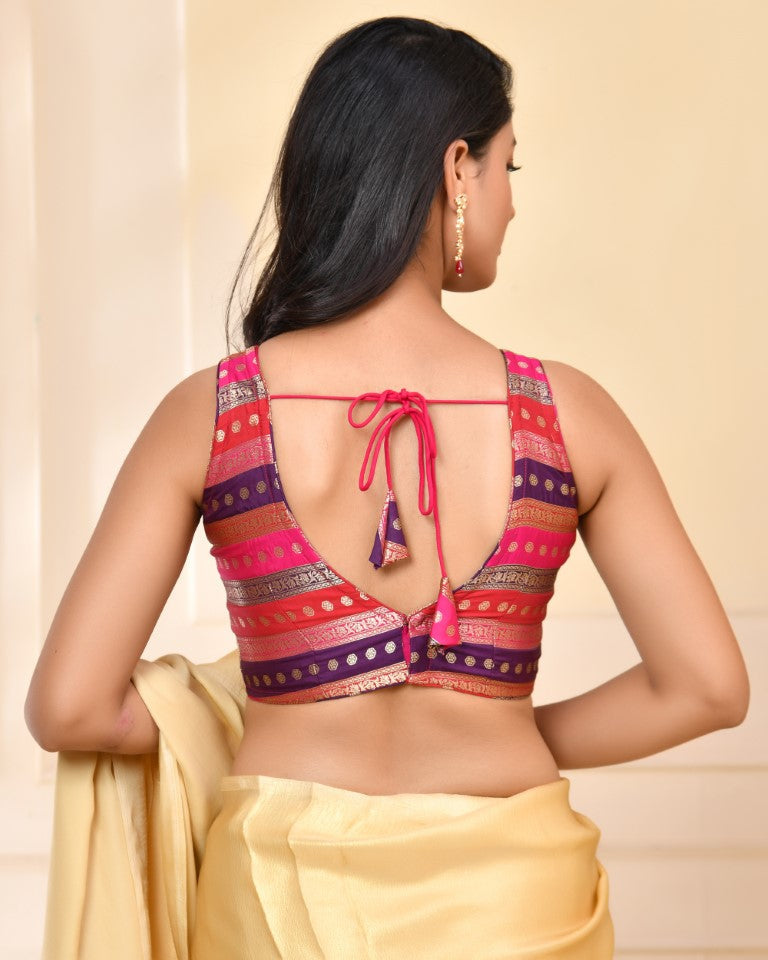 Amodini Designer Studio Zari Brocade Sleeveless Padded Blouse