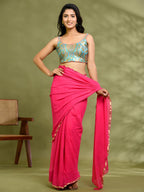 Amodini Designer Studio Kashi Banarsi Blue Sleeveless Padded Blouse