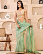 Amodini Designer Studio Kashi Banarsi Gold Sleeveless Padded Blouse