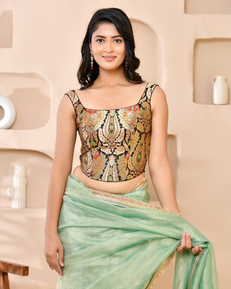 Amodini Designer Studio Kashi Banarsi Corset Style Black Blouse