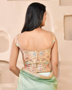 Amodini Designer Studio Kashi Banarsi Corset Style Golden Blouse - Distacart