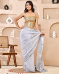 Amodini Designer Studio Kashi Banarsi Corset Style Grey Blouse