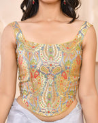 Amodini Designer Studio Kashi Banarsi Corset Style Grey Blouse